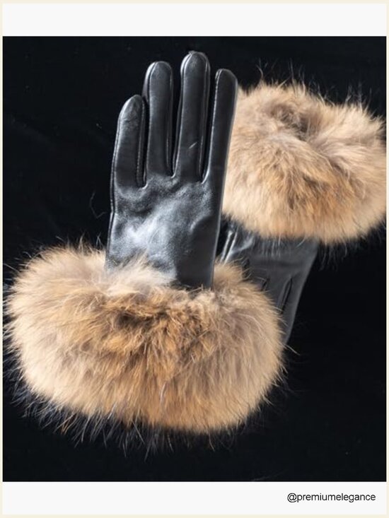 Luxury Winter Set - Lambskin Leather Gloves with Fox Fur Cuffs & Knitted Beanie main image 7